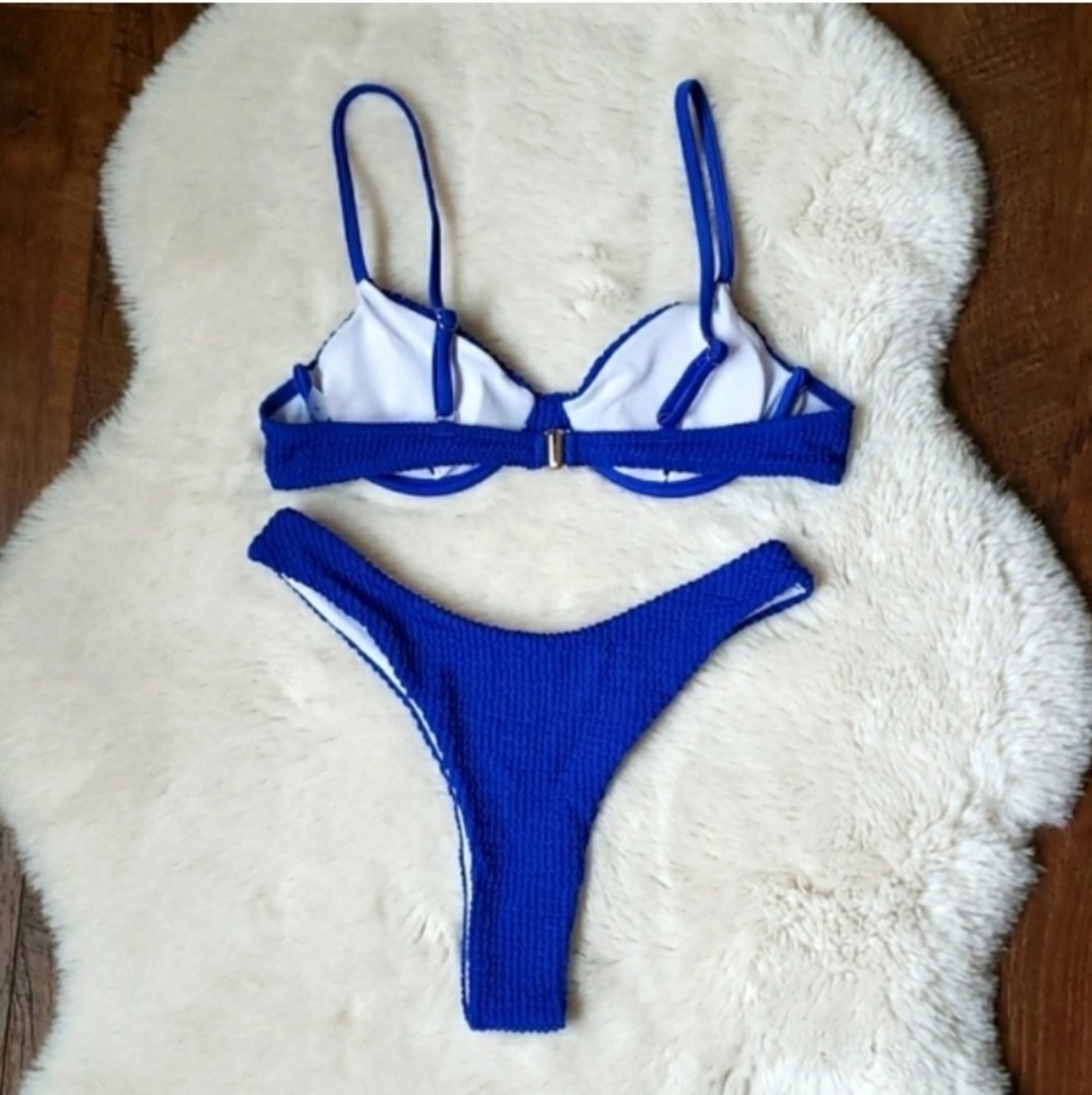 New Scrunchy Underwire Top Brazilian Bottom Bikini Set Swimsuit Size S - Picture 6 of 7